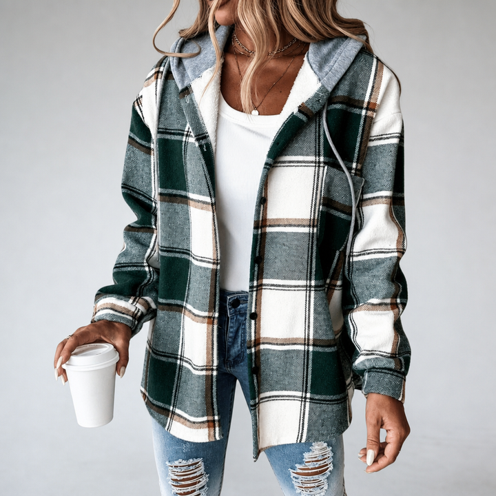 Hooded Flannel Shacket for Women