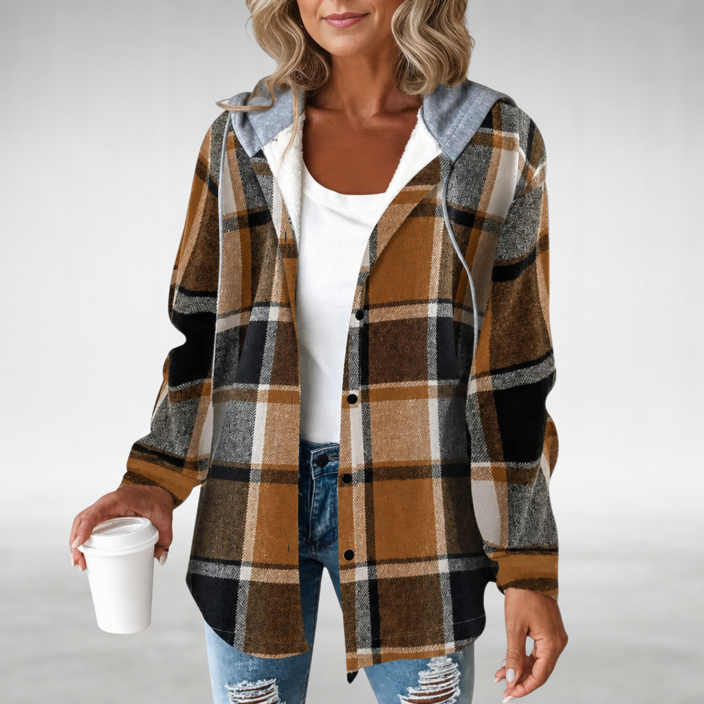Hooded Flannel Shacket for Women