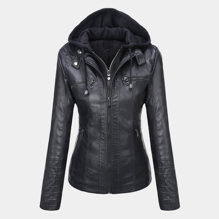 Leather Look Hooded Jacket for Women
